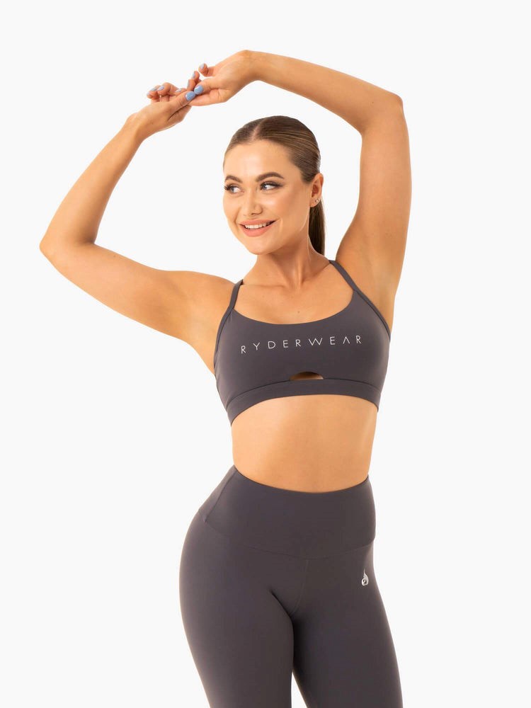 Ryderwear Staples Sports Bra Charcoal | DEW-642950