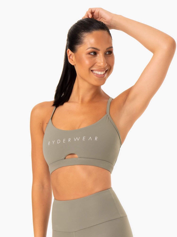 Ryderwear Staples Sports Bra Khaki | FWD-940736