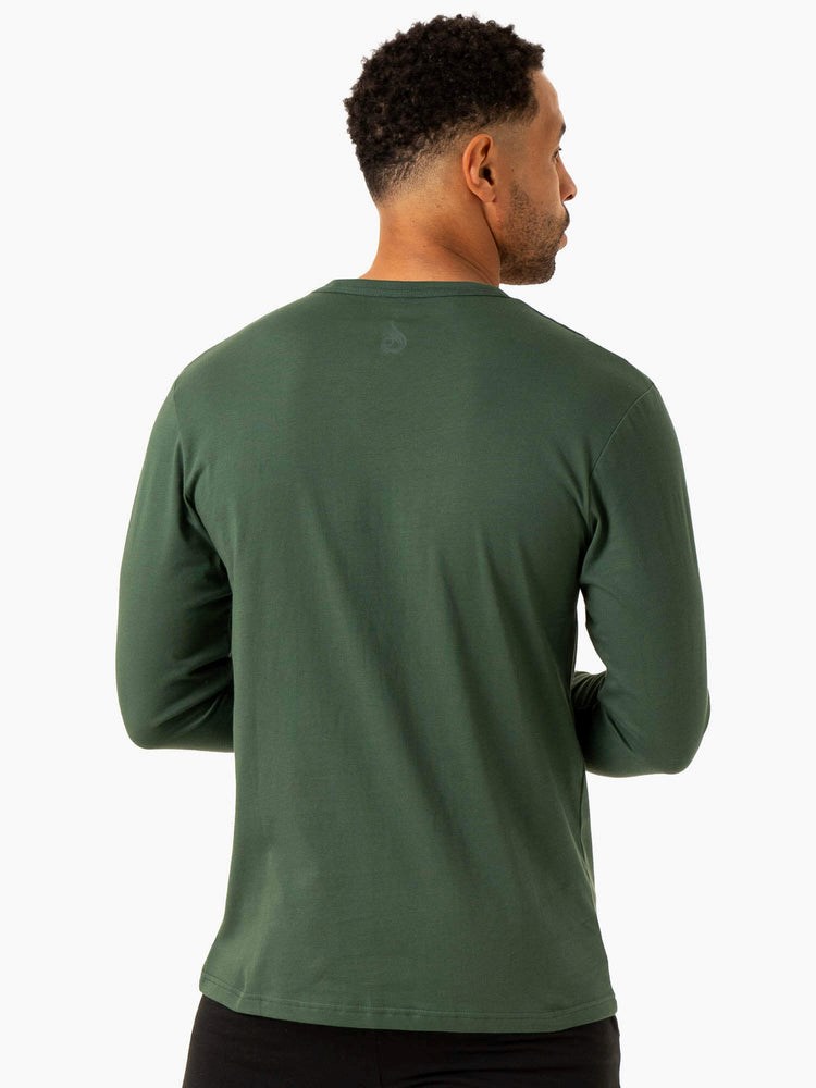 Ryderwear Tryck Long Sleeve T-Shirt Mörkgröna | KPI-836259