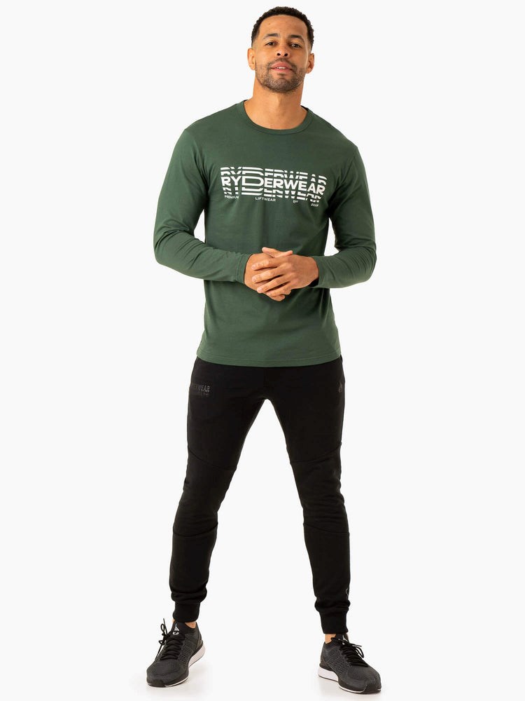 Ryderwear Tryck Long Sleeve T-Shirt Mörkgröna | KPI-836259