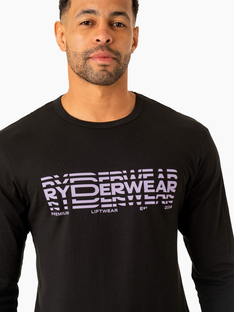 Ryderwear Tryck Long Sleeve T-Shirt Svarta | IDP-645129