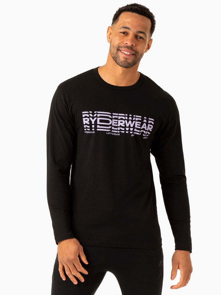 Ryderwear Tryck Long Sleeve T-Shirt Svarta | IDP-645129