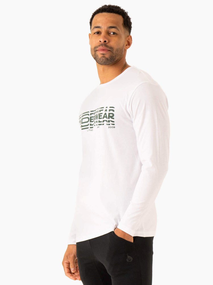 Ryderwear Tryck Long Sleeve T-Shirt Vita | RGV-952703