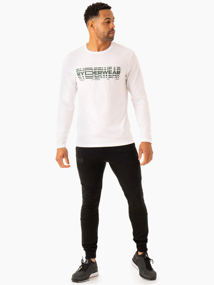 Ryderwear Tryck Long Sleeve T-Shirt Vita | RGV-952703