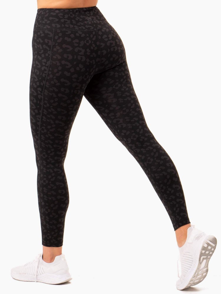 Ryderwear Ultra High Waisted Full Length Leggings Svarta Leopard | GLM-304852