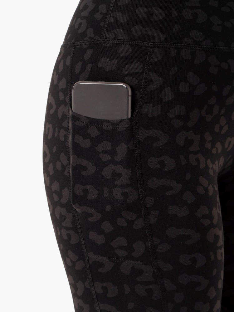 Ryderwear Ultra High Waisted Full Length Leggings Svarta Leopard | GLM-304852