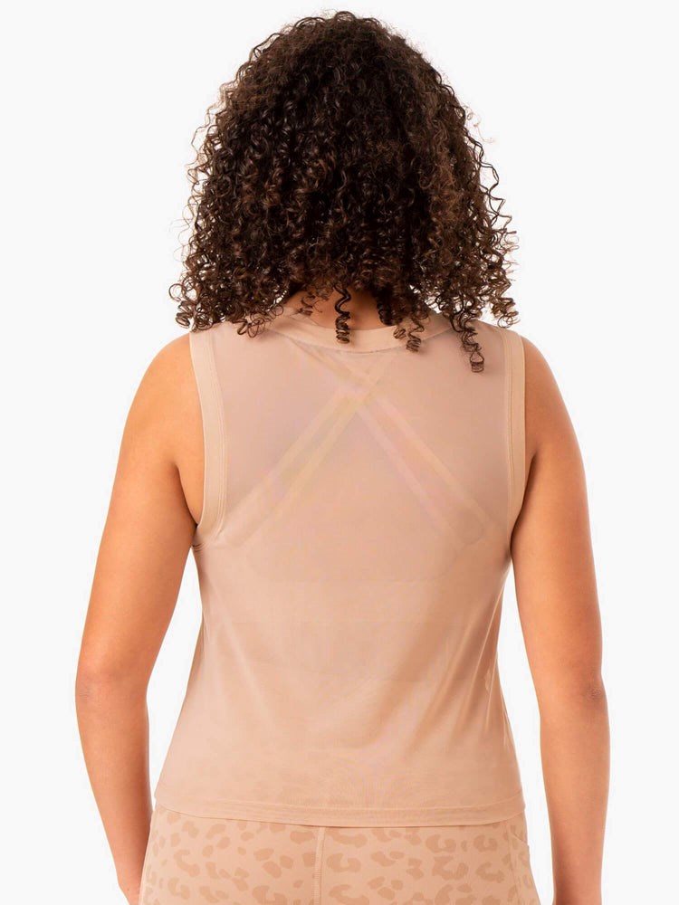 Ryderwear Ultra Mesh Tank Tan | WFH-731520