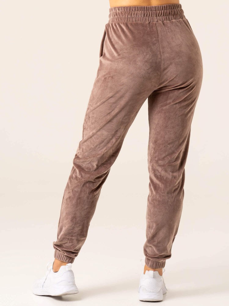 Ryderwear Velour Track Pant Taupe | VBR-658104