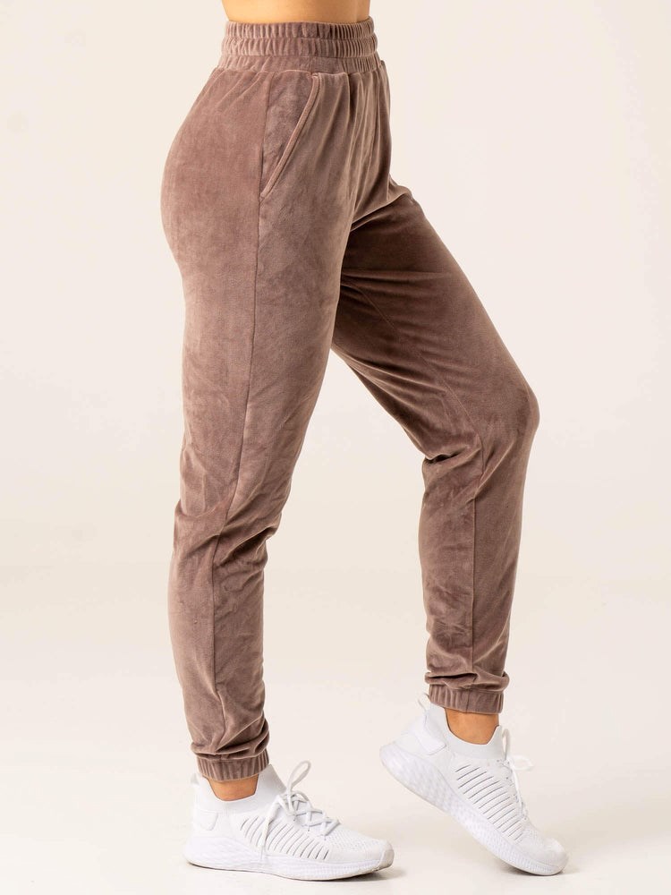 Ryderwear Velour Track Pant Taupe | VBR-658104