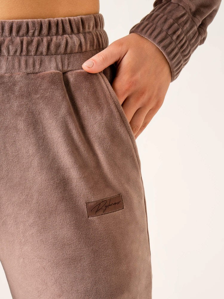 Ryderwear Velour Track Pant Taupe | VBR-658104