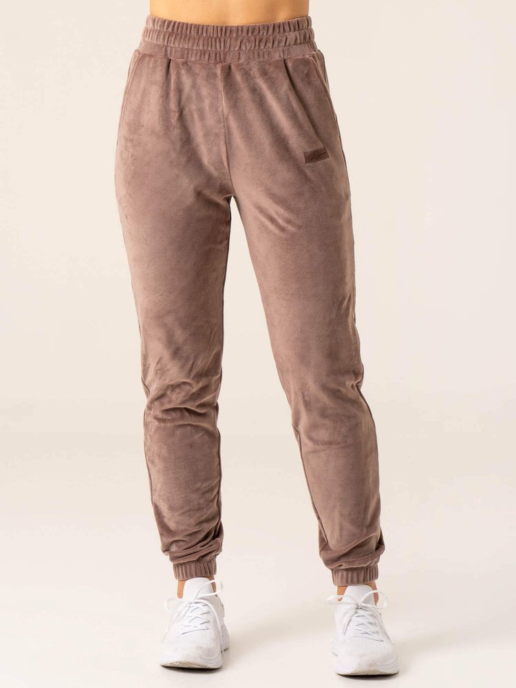 Ryderwear Velour Track Pant Taupe | VBR-658104