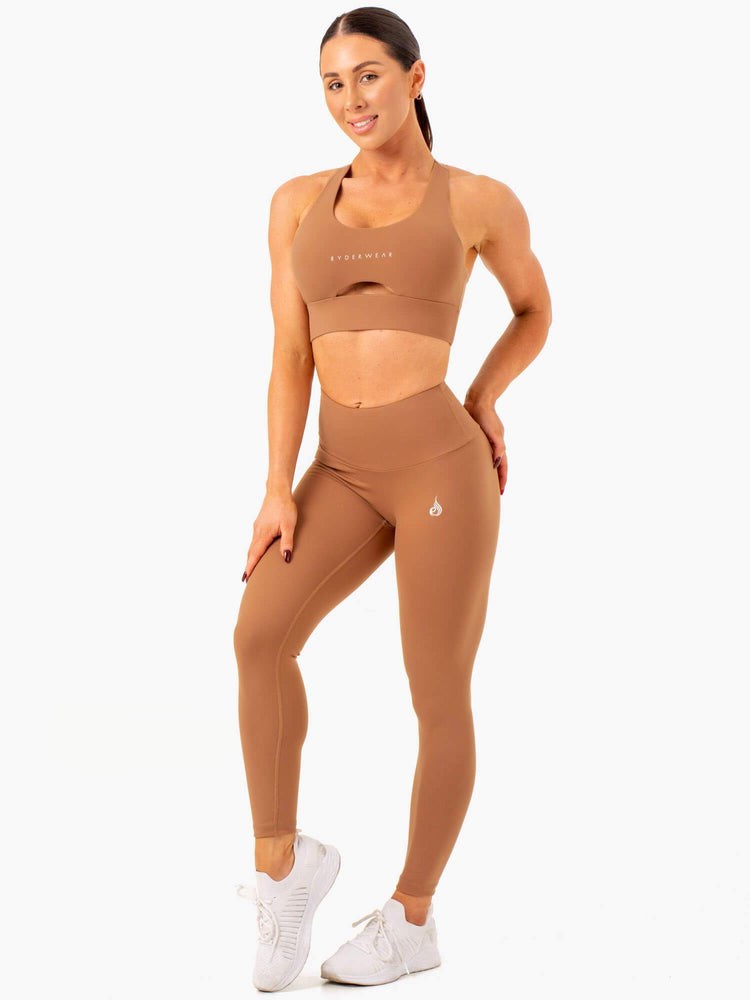 Ryderwear Vital High Waisted Scrunch Leggings Mocha | JXZ-120497