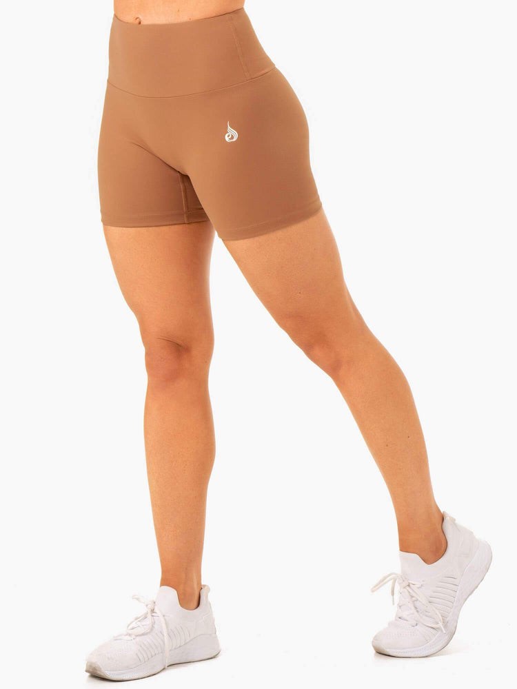 Ryderwear Vital Mid Length Scrunch Shorts Mocha | WVB-975032