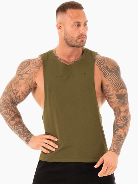 Ryderwear Active Bomull Baller Tank Khaki | GVF-735096