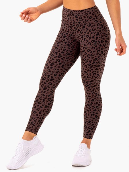 Ryderwear Adapt High Waisted Scrunch Leggings Choklad Leopard | KDM-894376