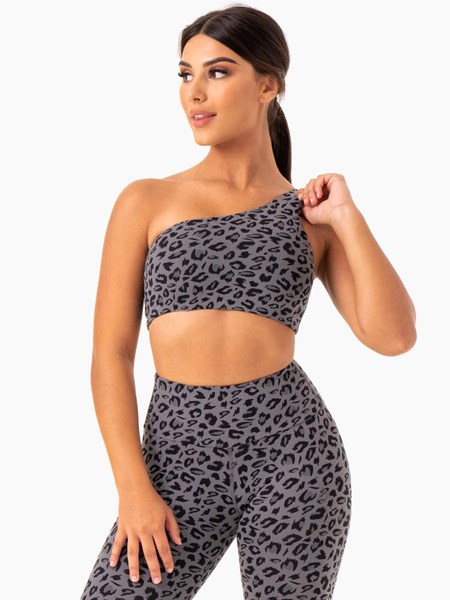 Ryderwear Adapt One Shoulder Sports Bra Grå Leopard | VQM-023754