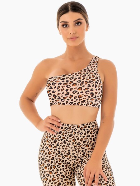 Ryderwear Adapt One Shoulder Sports Bra Leopard | XMO-892541