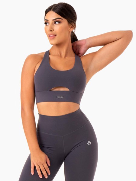 Ryderwear Base Racer Back Sports Bra Charcoal | UNW-582647