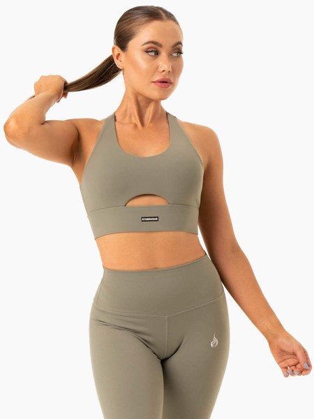 Ryderwear Base Racer Back Sports Bra Khaki | GQL-763514