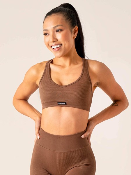 Ryderwear Circuit Rib Seamless Sports Bra Choklad | NUO-705269