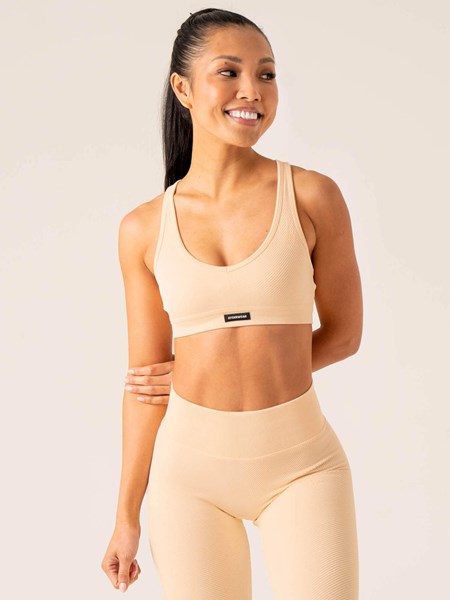 Ryderwear Circuit Rib Seamless Sports Bra Peach Sorbet | YWP-146527