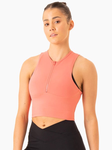 Ryderwear Embody Zip Up Crop Rosa Rosa | JDP-406987