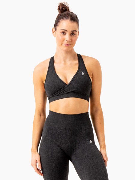 Ryderwear Essential Seamless Cross Over Sports Bra Svarta | KNB-610483