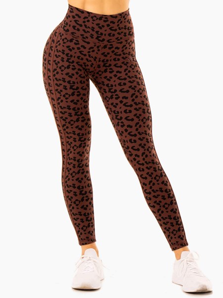 Ryderwear Evolution High Waisted Scrunch Leggings Choklad Leopard | INS-462597