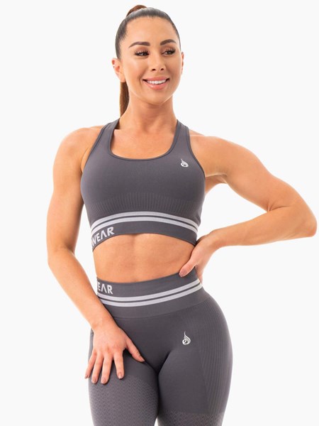 Ryderwear Freestyle Seamless Longline Sports Bra Charcoal | MSE-704928