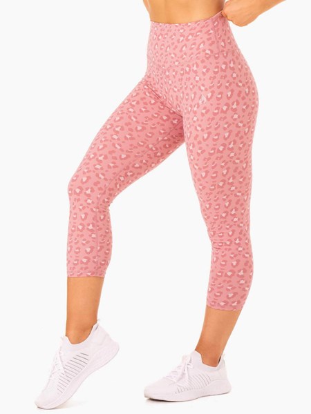 Ryderwear Hybrid 7/8 Leggings Rosa Leopard | KNW-137624