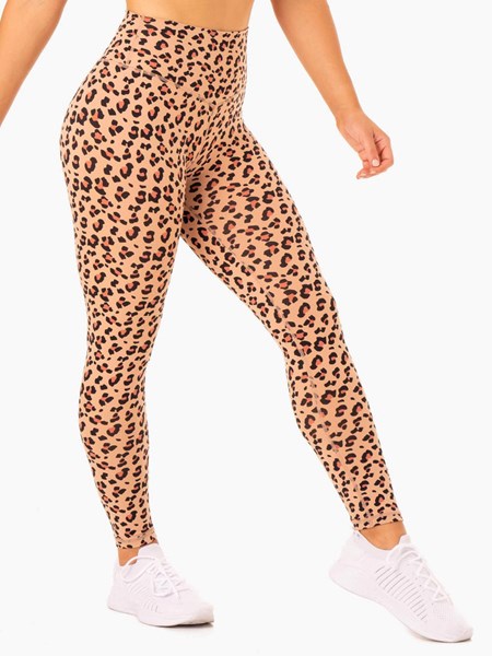 Ryderwear Hybrid Full Length Leggings Leopard | FRD-703941