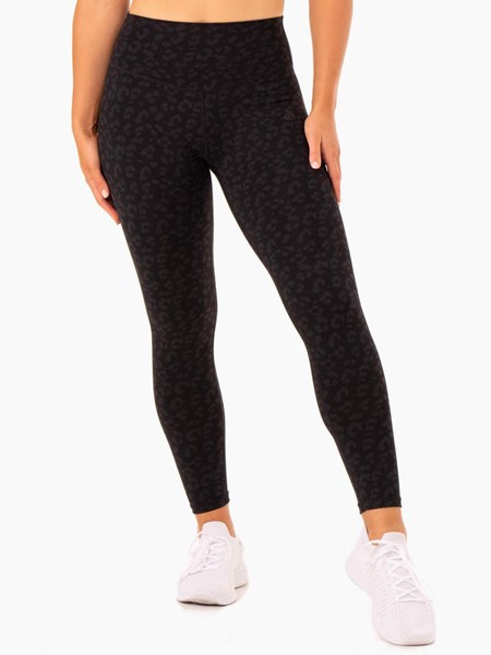 Ryderwear Hybrid Full Length Leggings Svarta Leopard | YMJ-970825