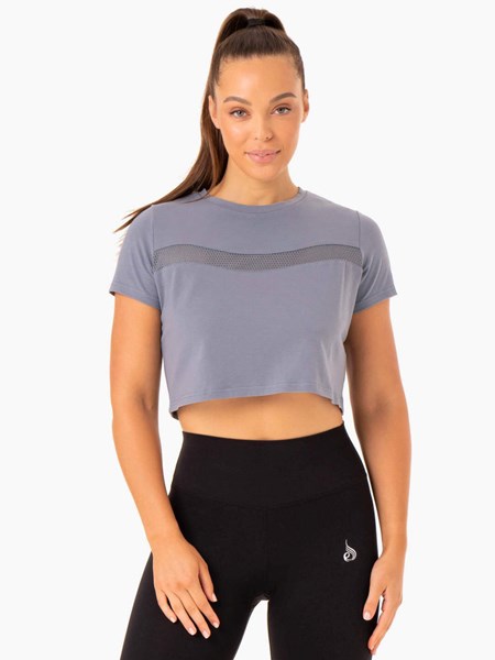 Ryderwear Hybrid Mesh Tee Blå | QWM-502694