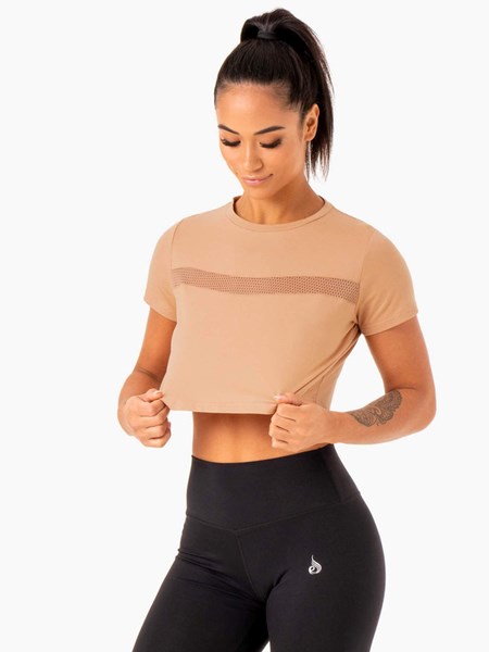 Ryderwear Hybrid Mesh Tee Tan | IGE-748150