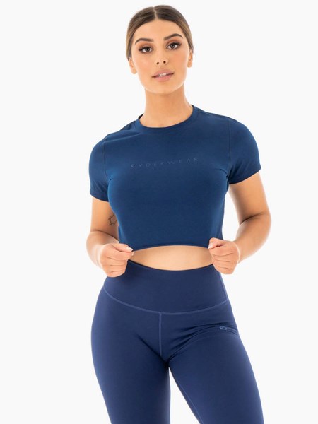 Ryderwear Motion Cropped T-Shirt Marinblå | FQP-614923