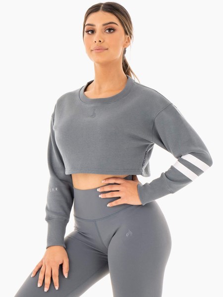 Ryderwear Motion Cropped Tröja Charcoal | XTF-528167