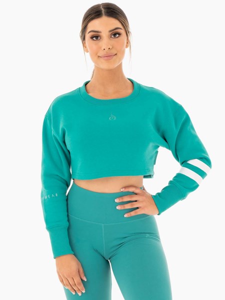 Ryderwear Motion Cropped Tröja Teal | KRS-235704