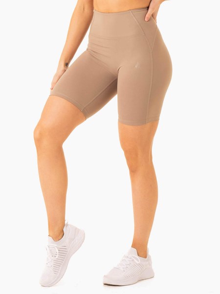 Ryderwear NKD Frame High Waisted Bike Shorts Latte | ZNE-718926