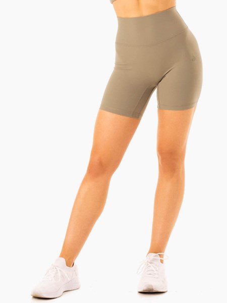 Ryderwear NKD Refine High Waisted Shorts Khaki | GHI-351249