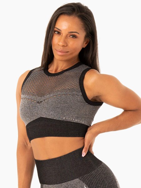 Ryderwear Oasis Seamless Crop Top Svarta | WME-109437