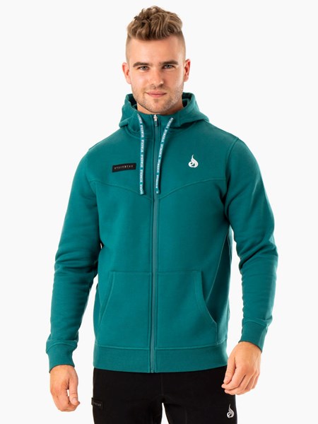 Ryderwear Recharge Zip Up Hoodie Teal | RBA-328791