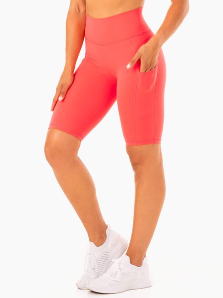 Ryderwear Reset High Waisted Pocket Bike Shorts Watermelon | ASK-806951