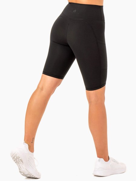 Ryderwear Reset High Waisted Pocket Bike Shorts Svarta | STR-357461