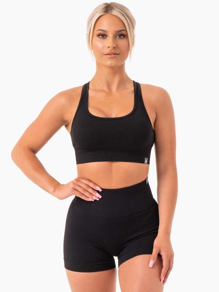 Ryderwear Rib Seamless Sports Bra Svarta | CKH-039672