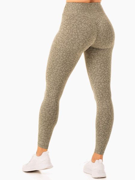 Ryderwear Rotation High Waisted Scrunch Leggings Khaki Leopard | SPI-845961