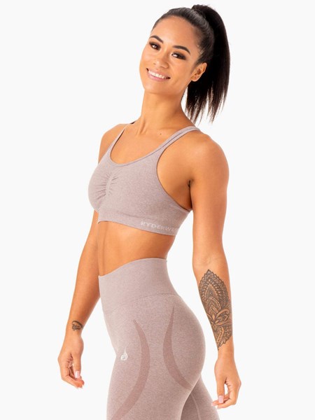 Ryderwear Sculpt Seamless Sports Bra Mushroom Marl | FOK-358019