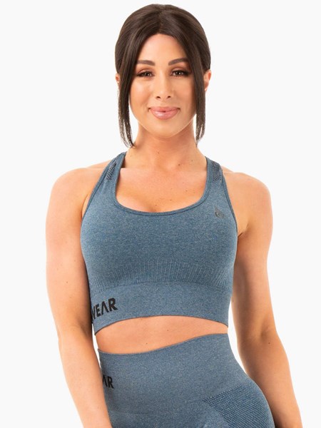 Ryderwear Seamless Staples Sports Bra Teal Marl | BCD-906421