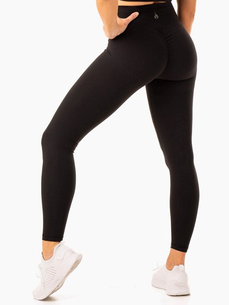 Ryderwear Serene Cross Over Scrunch Leggings Svarta | RSM-305981