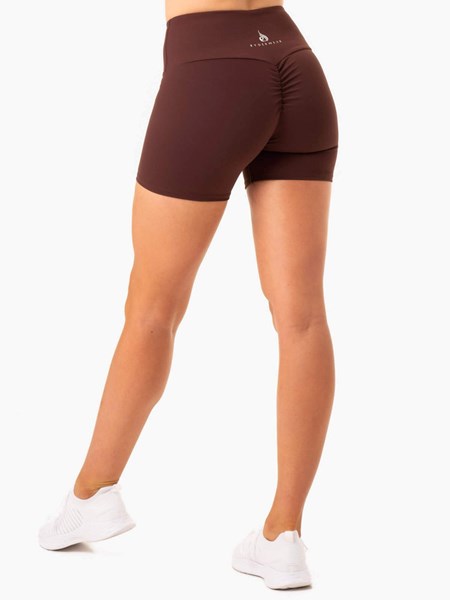 Ryderwear Staples Scrunch Bum Mid Length Shorts Choklad | TEJ-586390