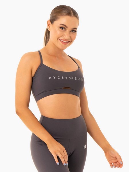 Ryderwear Staples Sports Bra Charcoal | DEW-642950